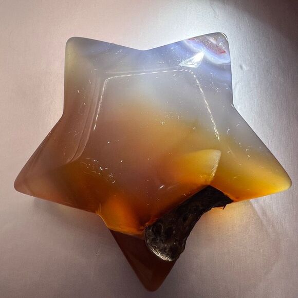 Brown Agate Star Carving - Picture 3 of 11